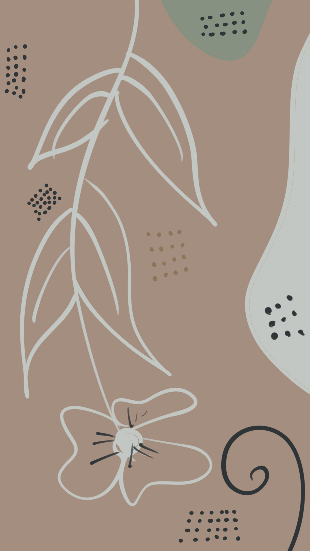 Abstract line art background flower and leaf (2)