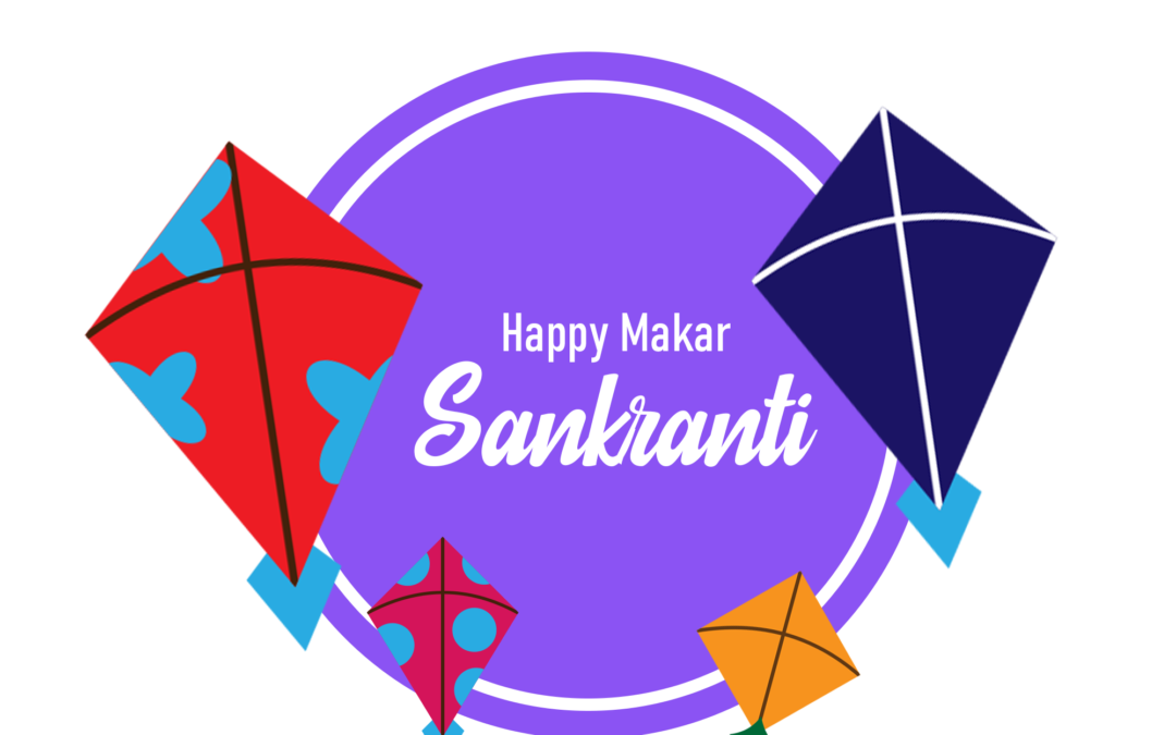 Happy Makar Sankranti Flying Colorful Kites