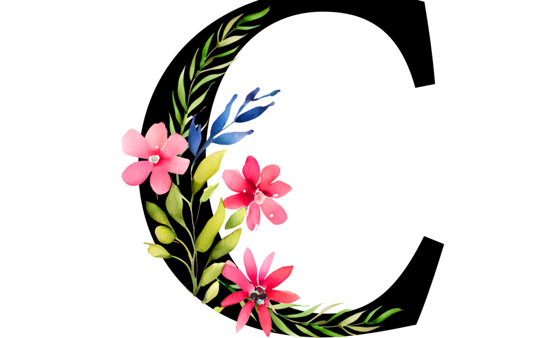 Free Transparent Floral Alphabet Illustration letter C