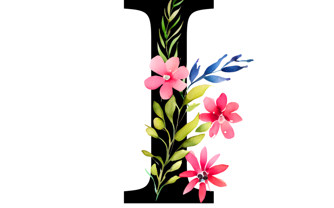 Free Transparent Floral Alphabet Illustration letter I