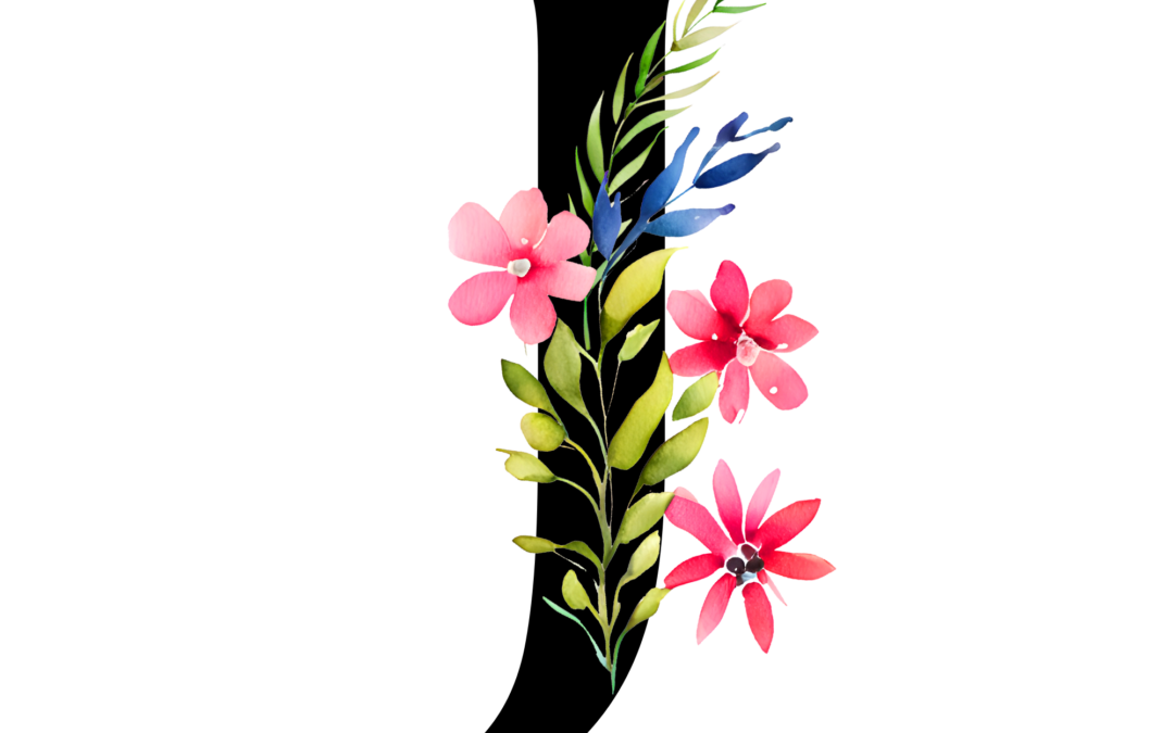 Free Transparent Floral Alphabet Illustration letter J
