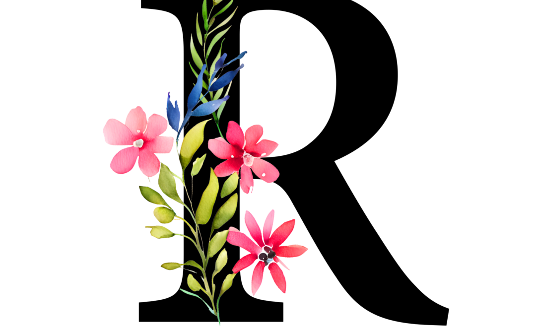 Free Transparent Floral Alphabet Illustration letter R