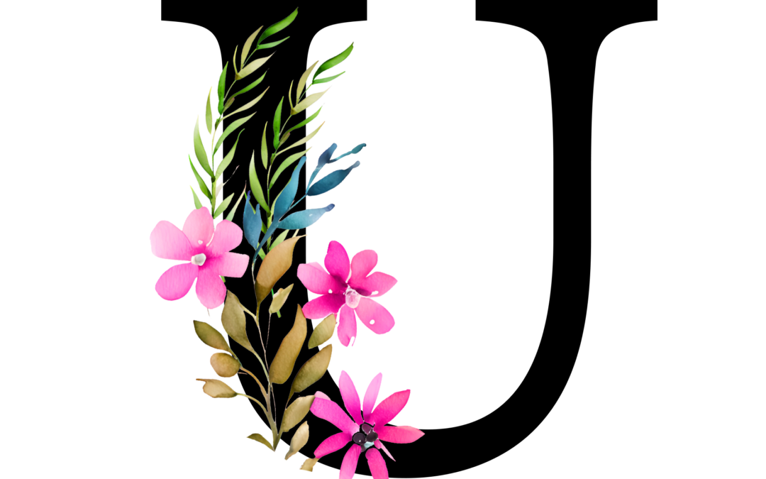 Free Transparent Floral Alphabet Illustration letter U