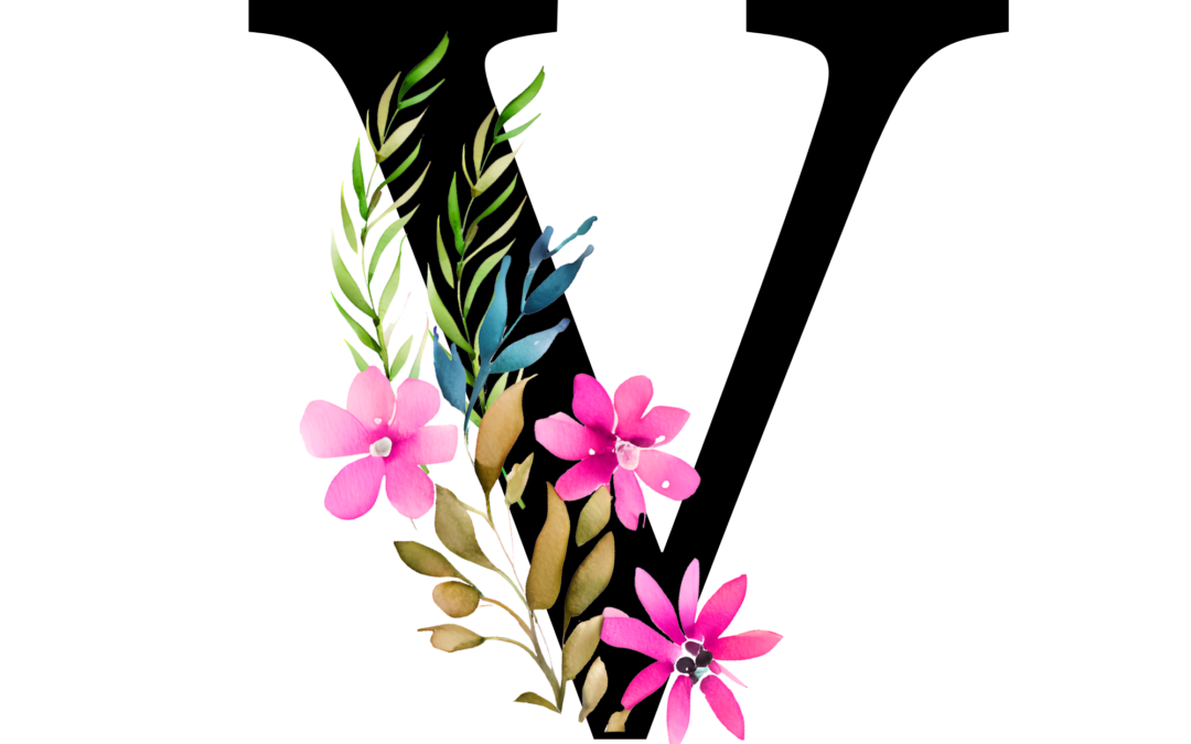 Free Transparent Floral Alphabet Illustration letter V