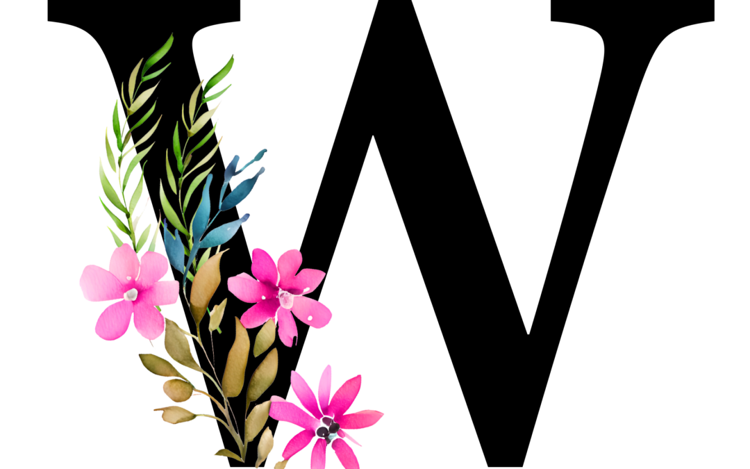 Free Transparent Floral Alphabet Illustration letter W